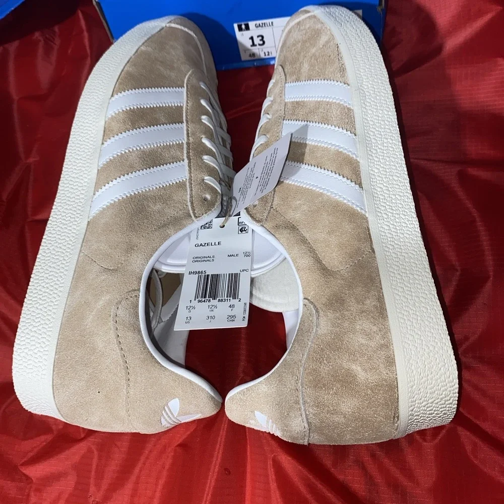 Adidas Gazelle Casual Shoes Men Size 13 Magic Beige Cloud White IH9865